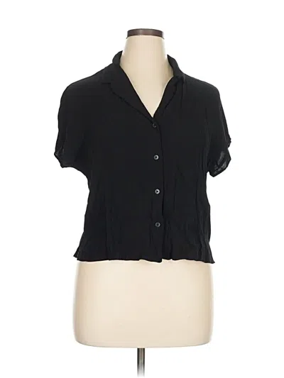 Pre-owned Frank + Oak Short Sleeve Blouse In Black