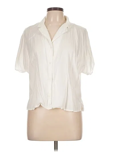 Pre-owned Frank + Oak Short Sleeve Blouse In White