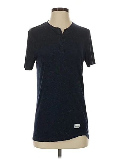 Pre-owned Frank + Oak Short Sleeve Henley Shirt In Blue