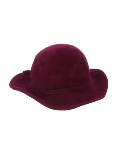 Pre-owned Frank Olive Fur Felt Hat In Burgundy