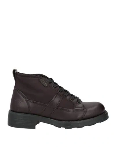 Frank Woman Ankle Boots Burgundy Size 8 Leather, Textile Fibers In Red