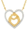 Frankie & Zoe 10k Gold Diamond Mother & Child Heart Pendant Necklace In Multi