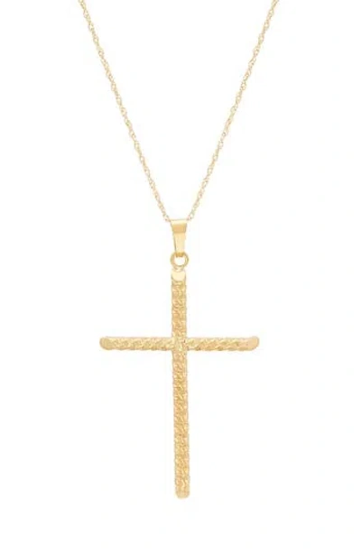 Frankie & Zoe 10k Gold Textured Tube Cross Necklace