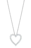 Frankie & Zoe 10k White Gold Lab Grown Diamond Open Heart Pendant Necklace In Silver