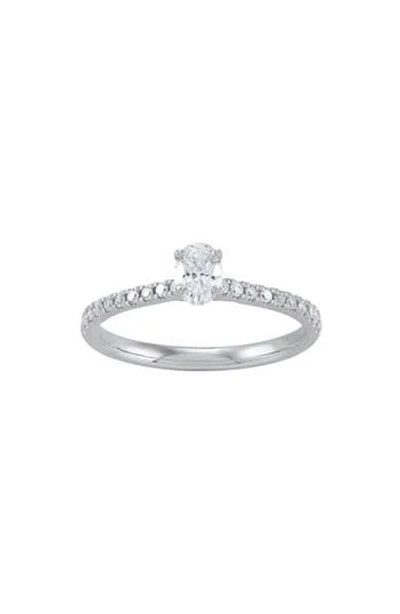 Frankie & Zoe 10k White Gold Oval Lab Grown Diamond Solitaire Ring