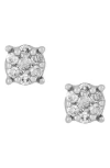 Frankie & Zoe 10k White Gold Pavé Diamond Round Stud Earrings In Silver
