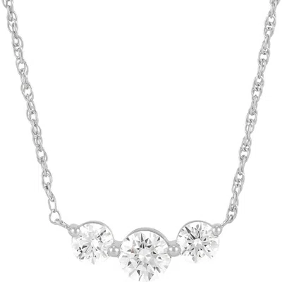 Frankie & Zoe 10k White Gold Round Lab Grown Diamond Trio Pendant Necklace