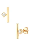 Frankie & Zoe 10k Yellow Gold Diamond Bar Stud Earrings In Gold