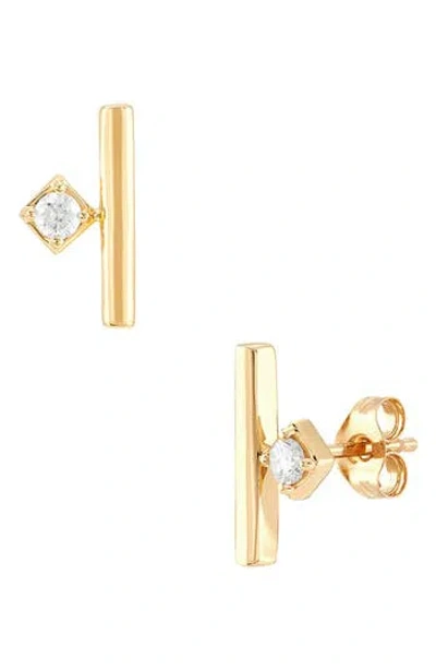 Frankie & Zoe 10k Yellow Gold Diamond Bar Stud Earrings