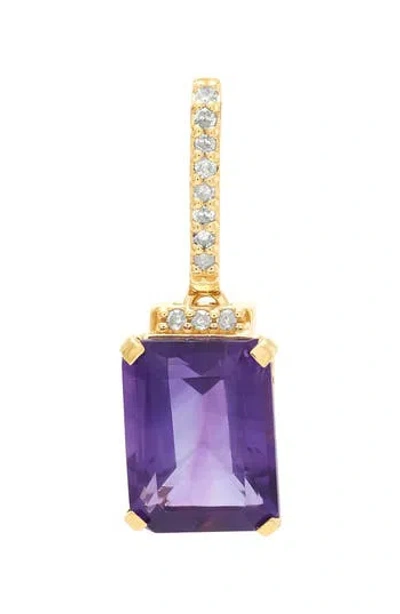 Frankie & Zoe 10k Yellow Gold Emerald Cut Amethyst & Diamond Pendant Necklace