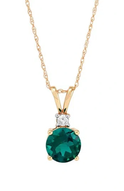 Frankie & Zoe 10k Yellow Gold Lab Grown Emerald & Lab Grown Diamond Pendant Necklace