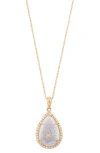 Frankie & Zoe 10k Yellow Gold Lab Grown Opal & Diamond Halo Pendant Necklace In Gold