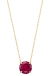 Frankie & Zoe 10k Yellow Gold Lab Grown Ruby Pendant Necklace In Gold
