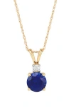 Frankie & Zoe 10k Yellow Gold Lab Grown Sapphire & Lab Grown Diamond Pendant Necklace In Gold