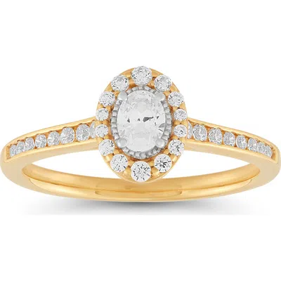 Frankie & Zoe 10k Yellow Gold Oval Diamond Halo Ring