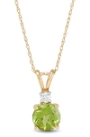 Frankie & Zoe 10k Yellow Gold Peridot & Diamond Pendant Necklace In Gold