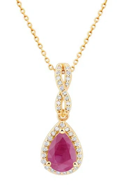 Frankie & Zoe 10k Yellow Gold Ruby & Diamond Pendant Necklace