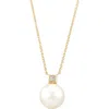 Frankie & Zoe 13-14mm Freshwater Pearl & Diamond Necklace In Gold
