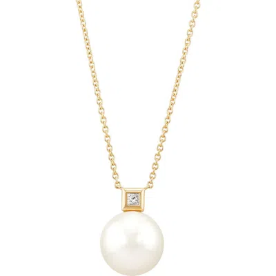 Frankie & Zoe 13-14mm Freshwater Pearl & Diamond Necklace In Gold