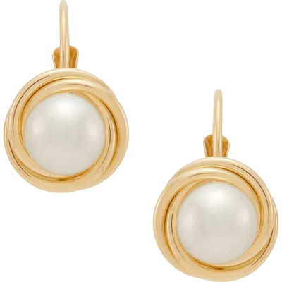 Frankie & Zoe 14k Gold Cultured Pearl Love Knot Earrings In Yellow Gold
