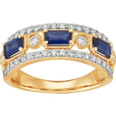 Frankie & Zoe 14k Gold Diamond & Emerald Sapphire Ring In Yellow Gold