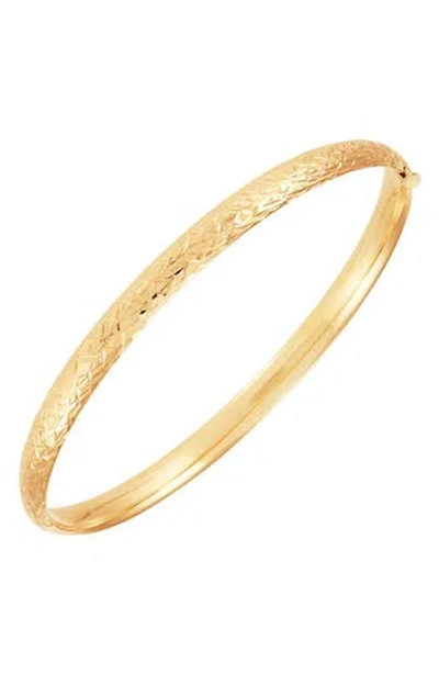 Frankie & Zoe 14k Gold Diamond Cut Hinged Bangle Bracelet In Yellow Gold