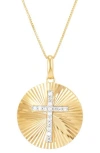 Frankie & Zoe 14k Gold Lab Grown Diamond Cross Medallion Pendant Necklace In Gold