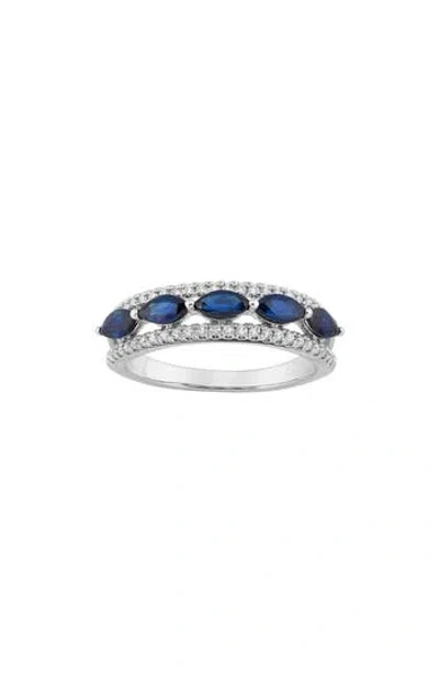 Frankie & Zoe 14k Gold Marquis Sapphire & Diamond Band Ring In White Gold