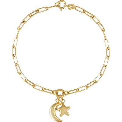 Frankie & Zoe 14k Gold Moon & Star Charm Bracelet In Yellow Gold