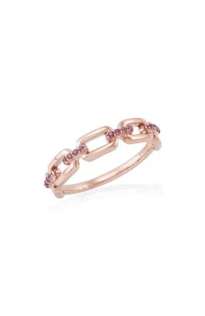Frankie & Zoe 14k Rose Gold Amethyst Link Band Ring