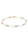 Frankie & Zoe 14k Tri-tone Gold Beaded Station Bracelet In Transparent