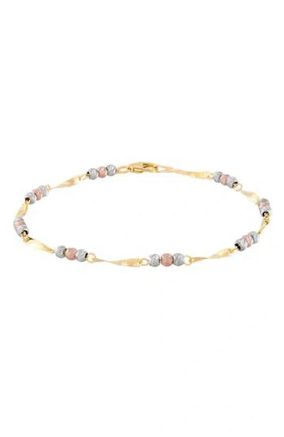 Frankie & Zoe 14k Tri-tone Gold Beaded Station Bracelet In Transparent