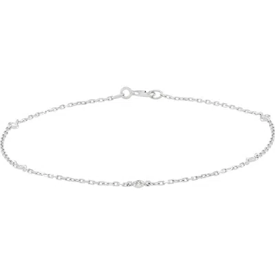 Frankie & Zoe 14k White Gold Diamond Station Chain Bracelet