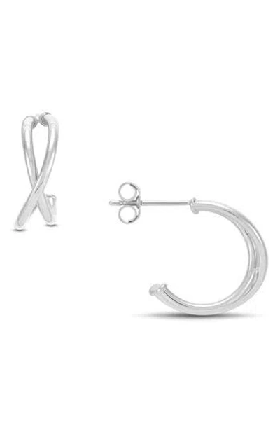 Frankie & Zoe 14k White Gold Double J Hoop Earrings