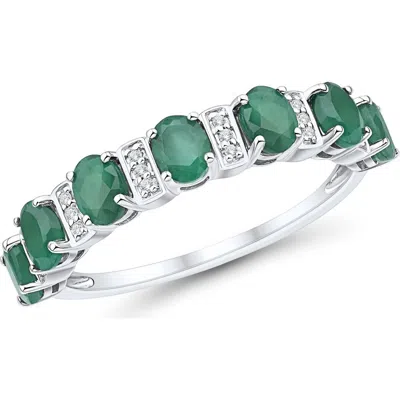 Frankie & Zoe 14k White Gold Emerald & Diamond Ring