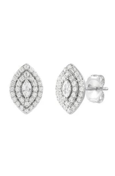 Frankie & Zoe 14k White Gold Lab Grown Diamond Marquise Halo Stud Earrings