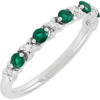 Frankie & Zoe 14k White Gold Lab Grown Emerald & Lab Grown Diamond Band Ring