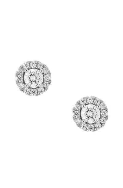 Frankie & Zoe 14k White Gold Lab Grown Round Diamond Halo Stud Earrings