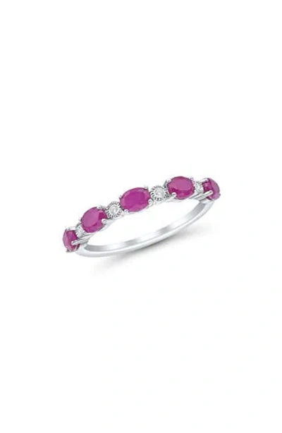 Frankie & Zoe 14k White Gold Oval Ruby & Diamond Ring