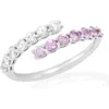 Frankie & Zoe 14k White Gold Pink & White Sapphire Bypass Ring In Gold
