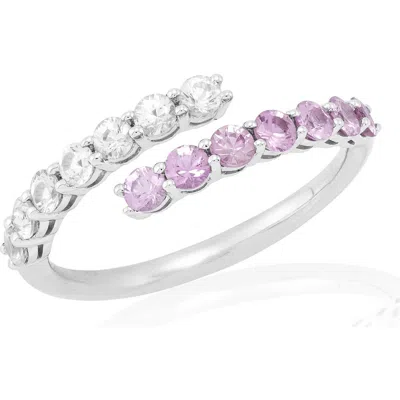 Frankie & Zoe 14k White Gold Pink & White Sapphire Bypass Ring