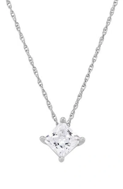 Frankie & Zoe 14k White Gold Princess Cut Lab Grown Diamond Pendant Necklace