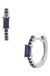 Frankie & Zoe 14k White Gold Sapphire Huggie Hoop Earrings In Multi