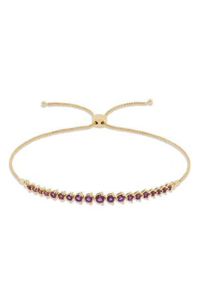 Frankie & Zoe 14k Yellow Gold Amethyst Bolo Bracelet