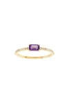 Frankie & Zoe 14k Yellow Gold Baguette Amethyst & Diamond Ring In Yellow Gold/amethyst