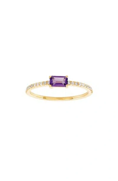 Frankie & Zoe 14k Yellow Gold Baguette Amethyst & Diamond Ring In Yellow Gold/amethyst