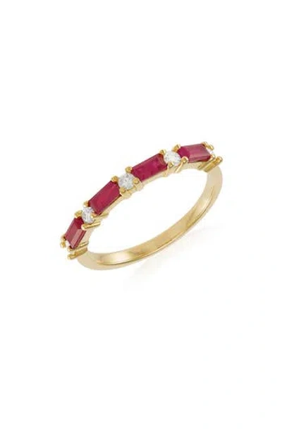 Frankie & Zoe 14k Yellow Gold Baguette-cut Ruby & Diamond Ring