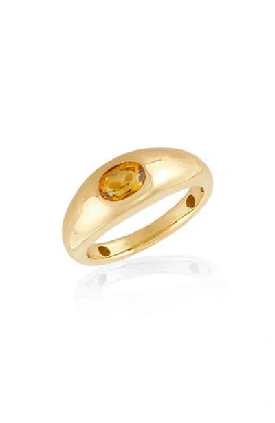 Frankie & Zoe 14k Yellow Gold Citrine Dome Ring