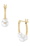Frankie & Zoe 14k Yellow Gold Cultured Pearl Hoop Earrings In Gold
