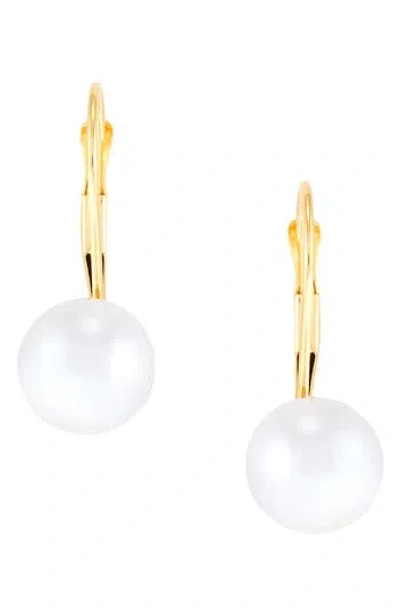 Frankie & Zoe 14k Yellow Gold Cultured Pearl Lever Back Earrings